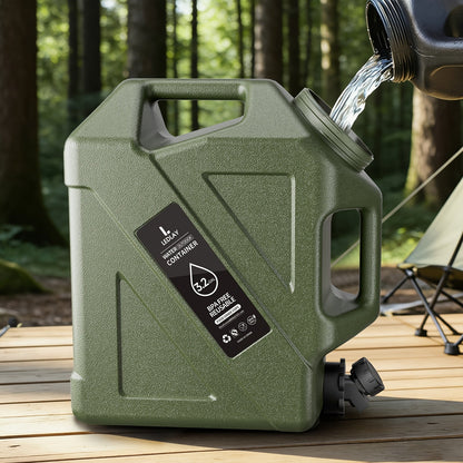 Collapsible Camping Water Storage Bucket 3.2 Gal Portable Water Tank with Faucet Dispenser Army Green Outdoor Emergency Water Container