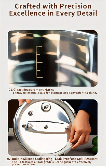 Pressure Cooker Stainless Steel with One-Twist Lock Lid, Induction & Gas Compatible Stew Pot in 1.32gal