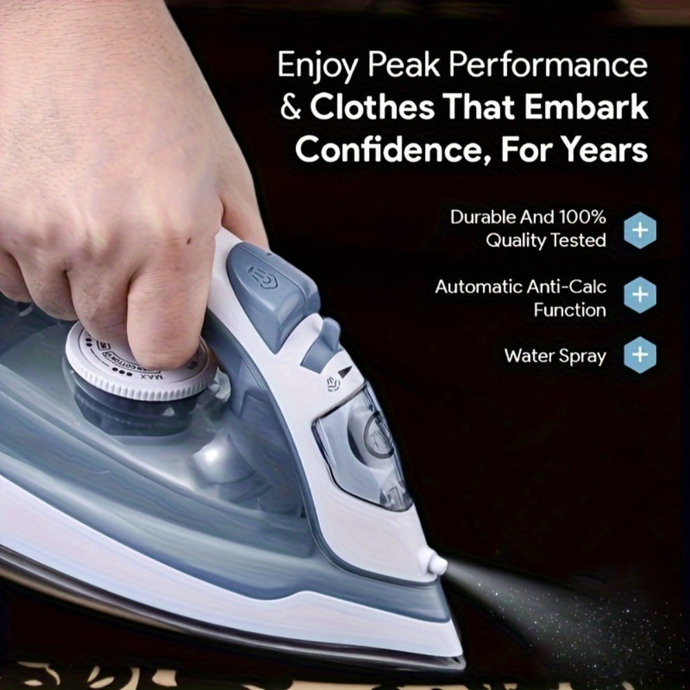 Clothes Steamer Non-Stick Soleplate Adjustable Thermostat Overheat Safety Protection 120V for Entryways, Bedrooms and Living Spaces