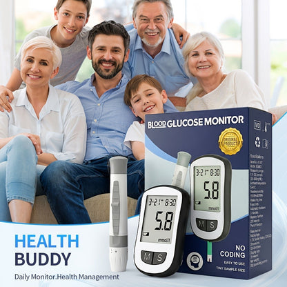 Blood Glucose Monitor Kit with 50 Test Strips & 50 Lancets - High Precision Glucometer Set for Home & Travel Diabetes Testing
