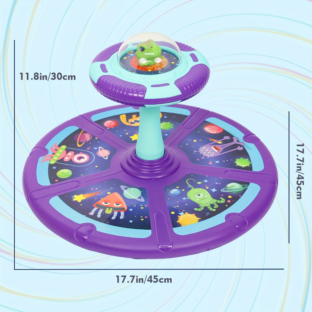 Dinosaur Sit and Spin Toy for Toddlers with Music & LED Flash Lights, 360° Spinning Seat Interactive Sensory Toy for Kids 18 Months+