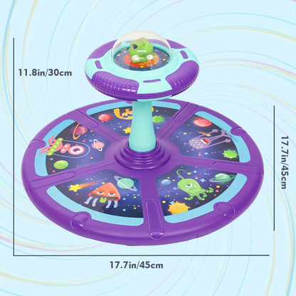 Dinosaur Sit and Spin Toy for Toddlers with Music & LED Flash Lights, 360° Spinning Seat Interactive Sensory Toy for Kids 18 Months+