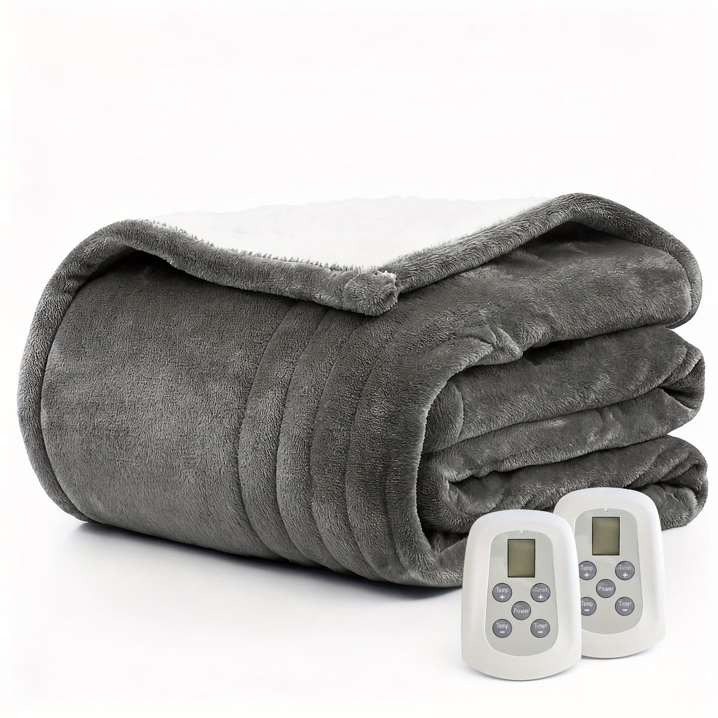 Dual Control Electric Heated Blanket with 10 Heat Levels - Auto Shutoff, Overheat Protection, Fast Heating
