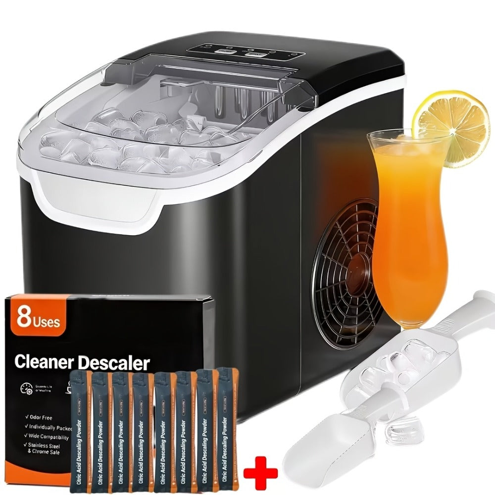Pebble Ice Maker Countertop, /24H, 2 Ice Cube Sizes, Sonic Bullet Ice Machine, Auto-Cleaning, Stainless Steel