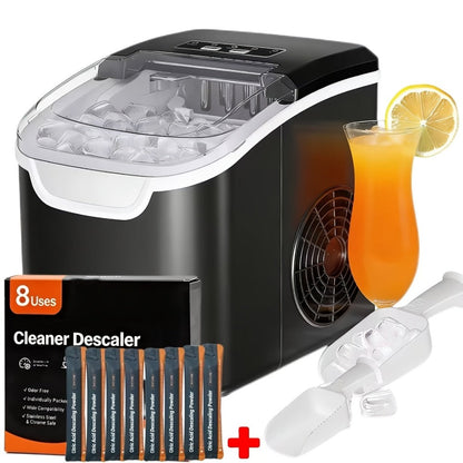 Pebble Ice Maker Countertop, /24H, 2 Ice Cube Sizes, Sonic Bullet Ice Machine, Auto-Cleaning, Stainless Steel