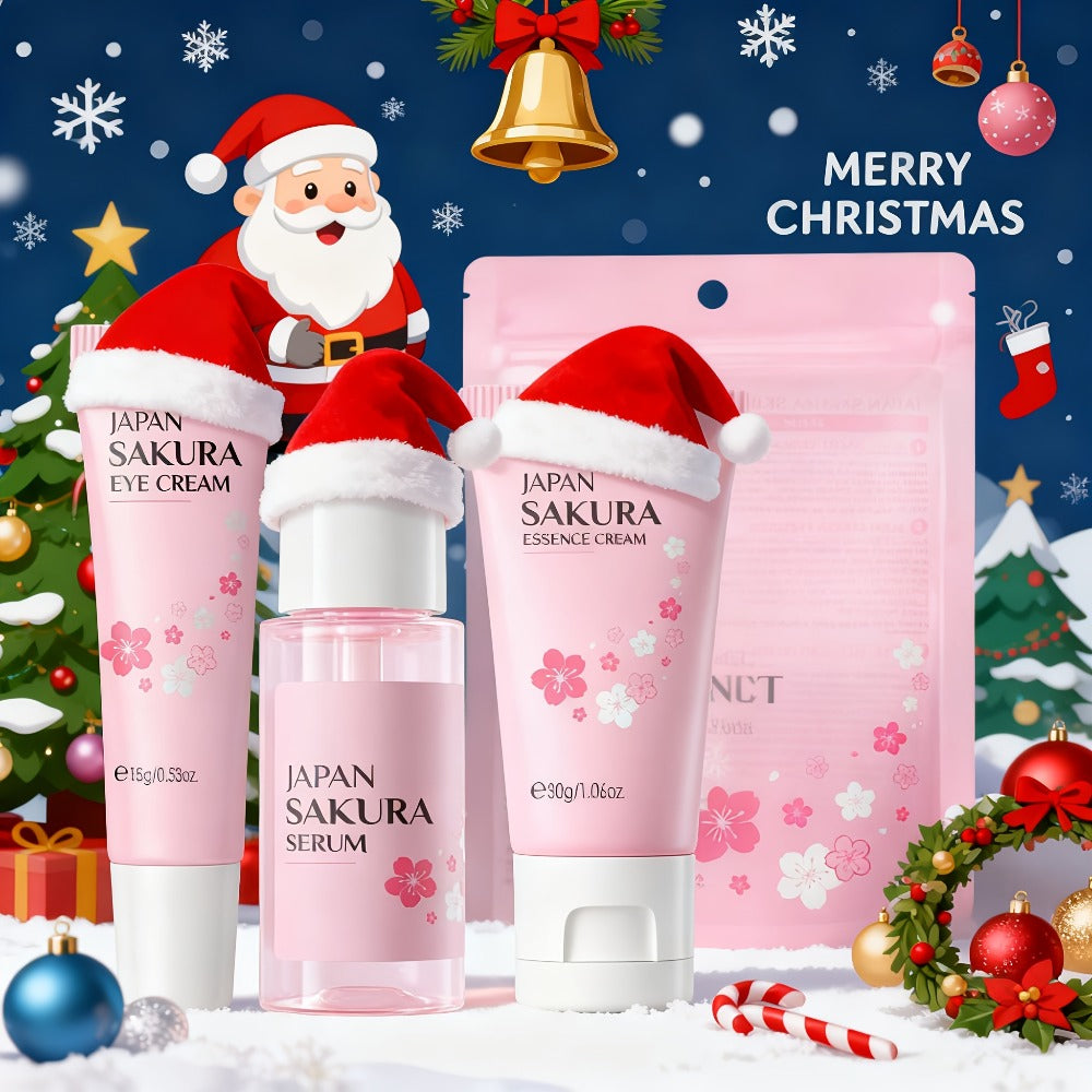 Sakura Skincare Gift Set with Mini and Full Routine Options, Pink Packaged Facial-Care Items and Accessories
