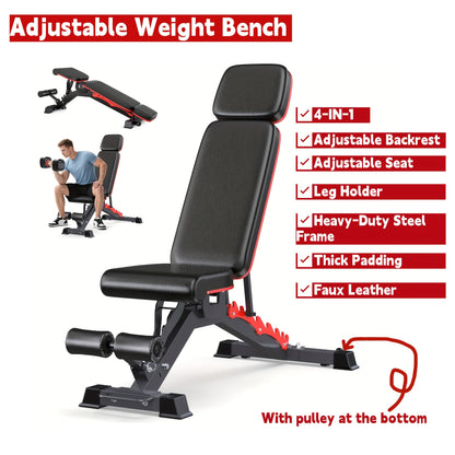 14-in-1 Adjustable Weight Bench Foldable – 770lb Capacity, Multi-Function Full Body Strength Training, Space-Saving Design