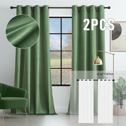 Velvet Room Darkening Curtains 2 Panels, Grommet Top Thermal Insulated Soundproof Blackout Curtains for Living Room Bedroom