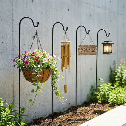 Shepherd Hooks 4 Pack Heavy Duty Metal Garden Stakes for Hanging Plant Baskets Solar Lights Bird Feeders Wind Chimes Outdoor Decor 47 & 63