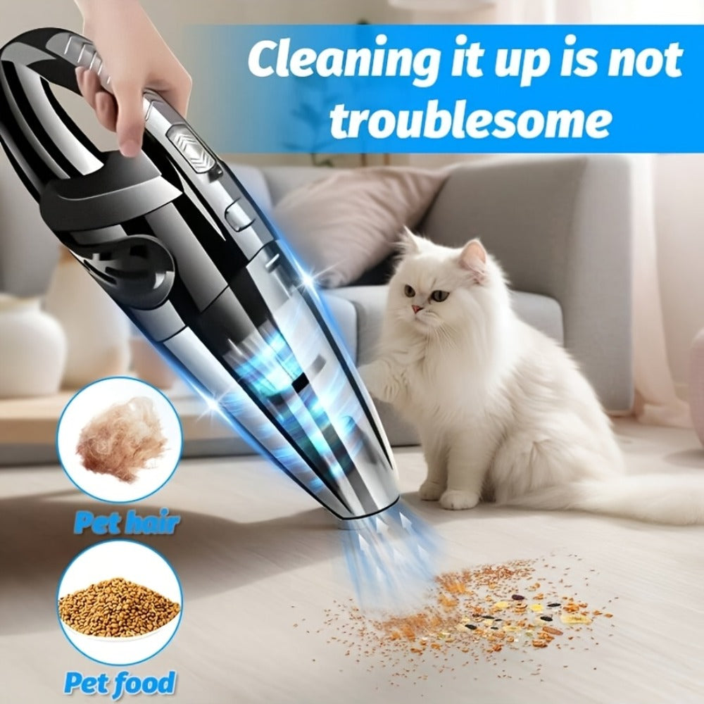 Handheld Vacuum Cleaner with USB Charging, Aluminum Fan Blade, Accessory Set and Black Finish