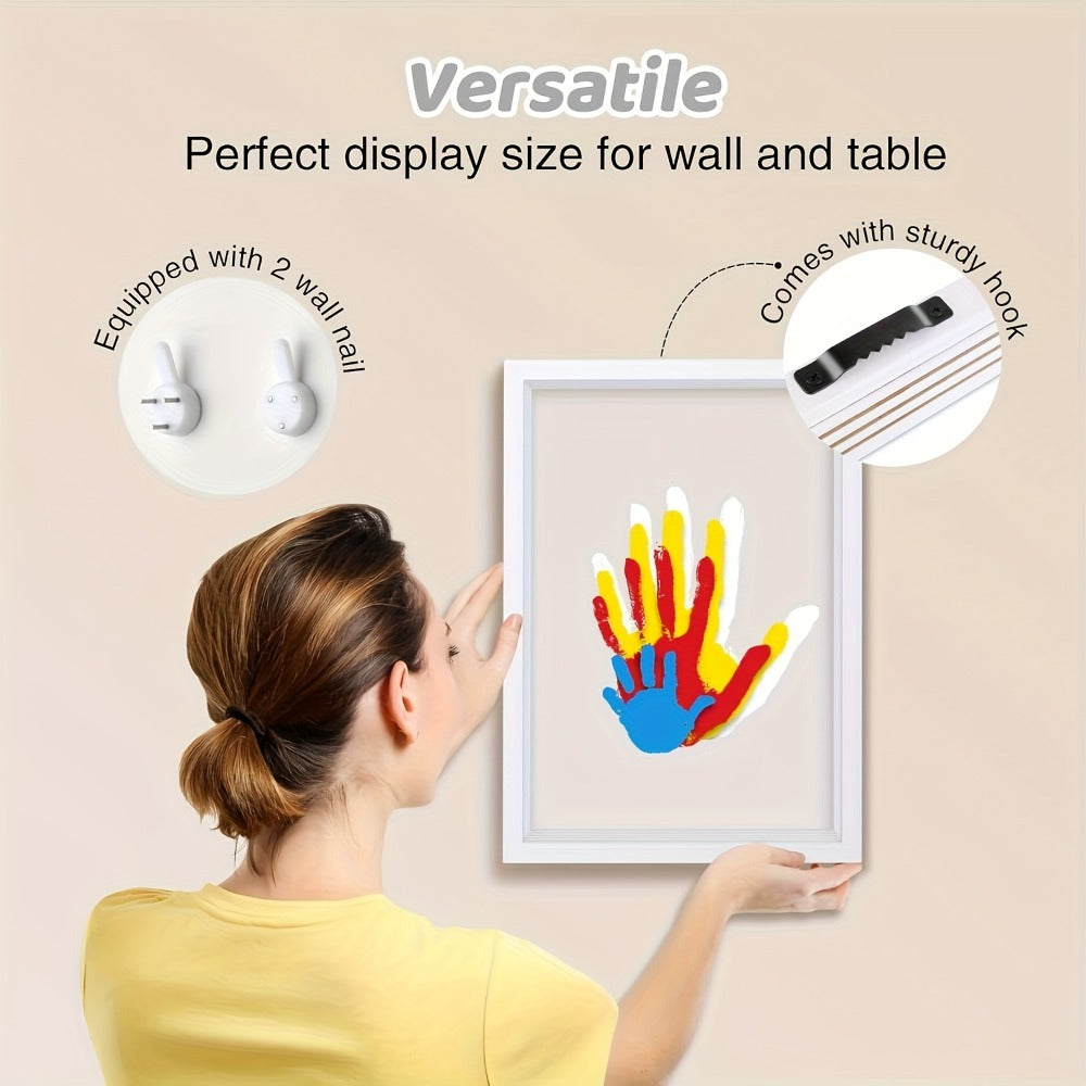 Family Handprint Kit with 4 Slots & 6 Colors, Memory Frame Keepsake Gift for Entryways, Bedrooms and Living Spaces