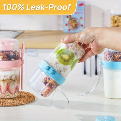 Yogurt Parfait Cups with Leakproof Lids and Spoons 4-Pack 27oz Large Microwave Safe Stackable Breakfast Containers Separate Toppings