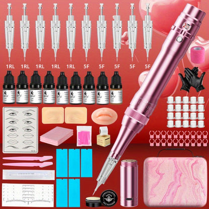 Permanent Eyebrow Tattoo Kit PMU Pen - Includes Tattoo Pen, Ink, Eyebrow & Lip Tattoo Needles, Practice Accessories