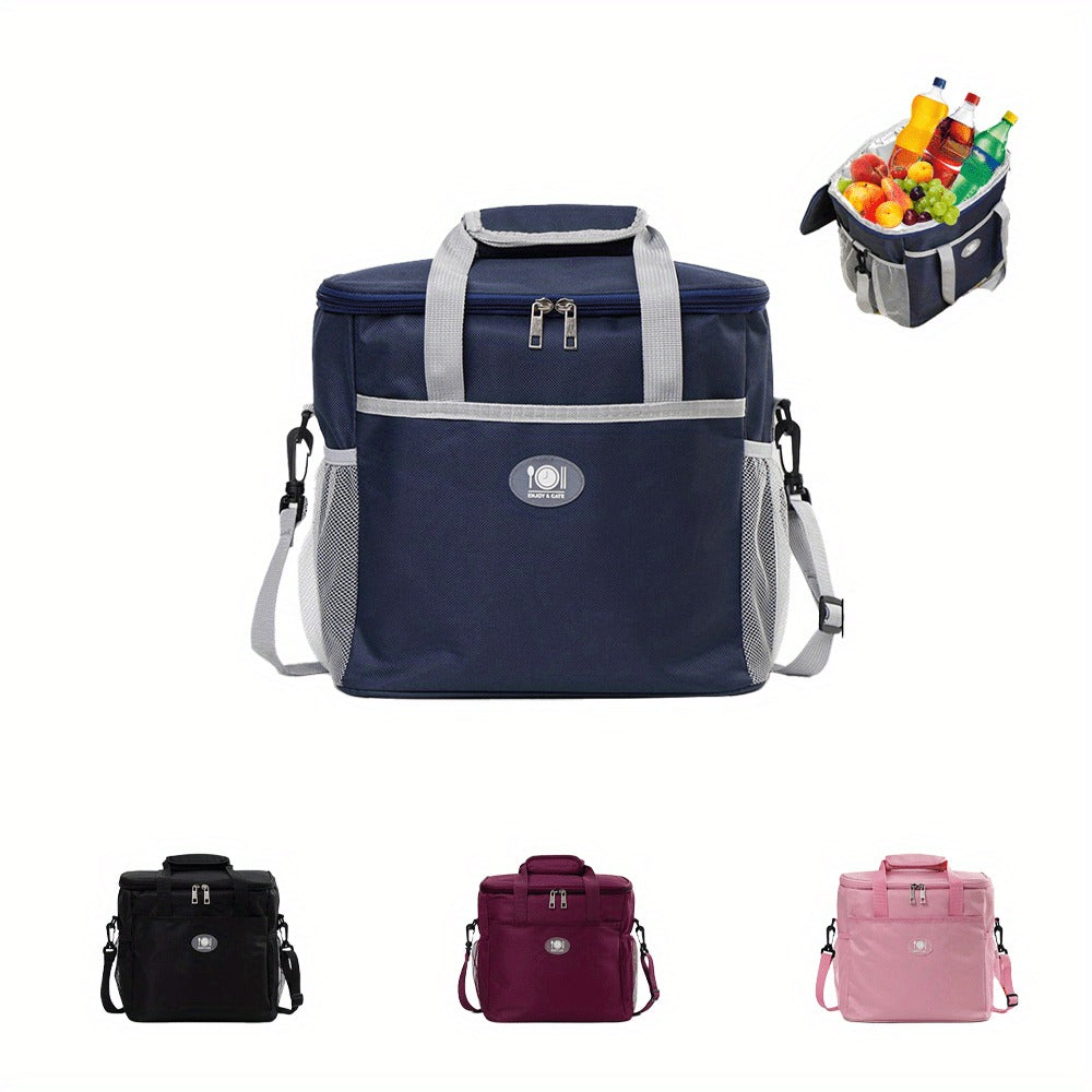 Rectangular Lunch Bag Tote, 29 x 21 x 26cm with Front Pocket, Two Mesh Side Pockets and Four Colors