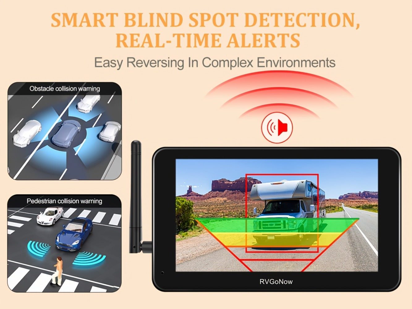 RV Backup Camera Wireless System – 7" HD 1080P Touchscreen Monitor, Night Vision, BSD Blind Spot Detection, 4-Channel, Furrion Compatible