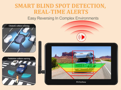 RV Backup Camera Wireless System – 7" HD 1080P Touchscreen Monitor, Night Vision, BSD Blind Spot Detection, 4-Channel, Furrion Compatible