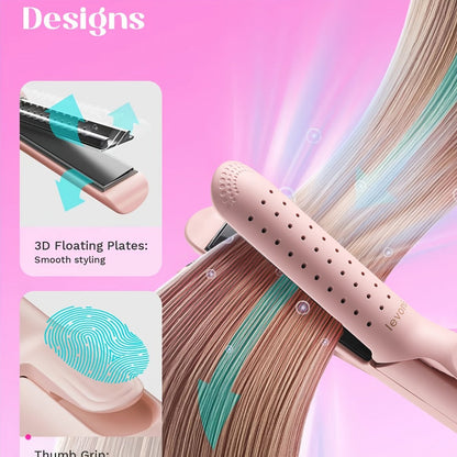2-in-1 Curling Iron & Hair Straightener 360° Adjustable 5-Level Hot Cold Air Dual Voltage, for Home, Travel and Salon Hair Styling