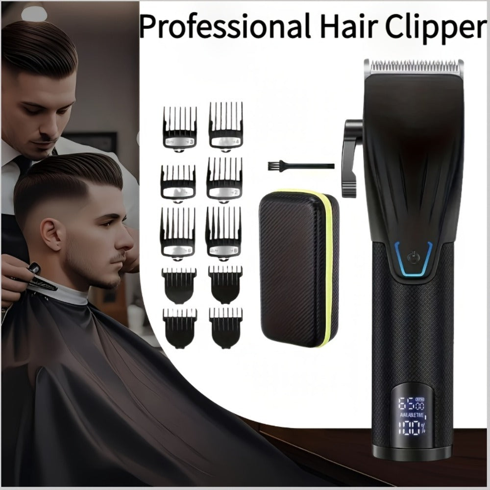 LED Hair Clipper for Men – USB-C Rechargeable Cordless Beard Trimmer with LED Display & 4 Guide Combs, Barber-Grade Home Haircut Kit