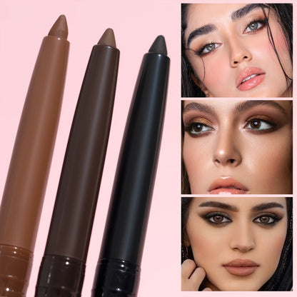 Three-Piece Matte Gel Eyeliner Pencil Set in Deep Brown, Medium Brown and Black for Eye Makeup
