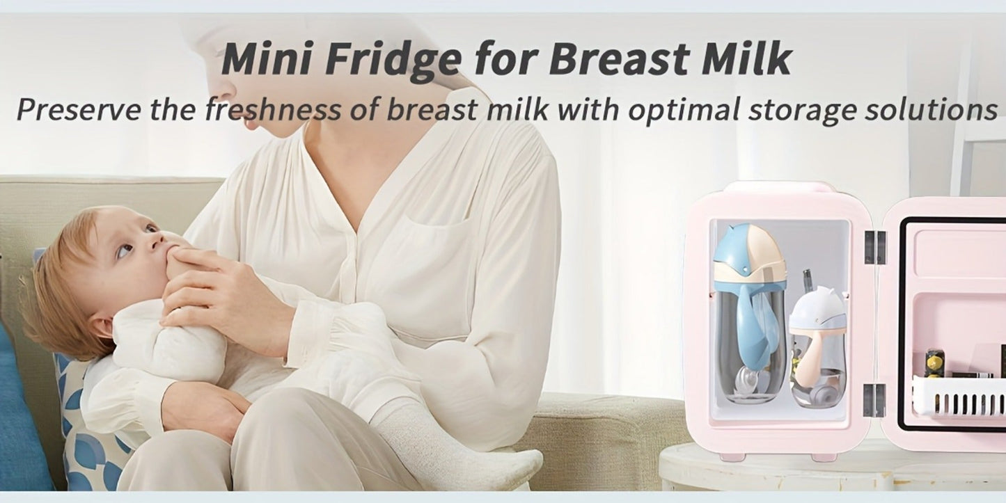 Mini Fridge 4 Liter 6 Cans - Thermoelectric Cooler and Warmer, 110V AC & 12V DC Portable Small Refrigerator for Bedroom