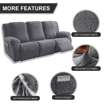 Recliner Slipcover, One-Piece Hooked Chenille Stretch Cover for Three-Seat Sofa in Three Colors