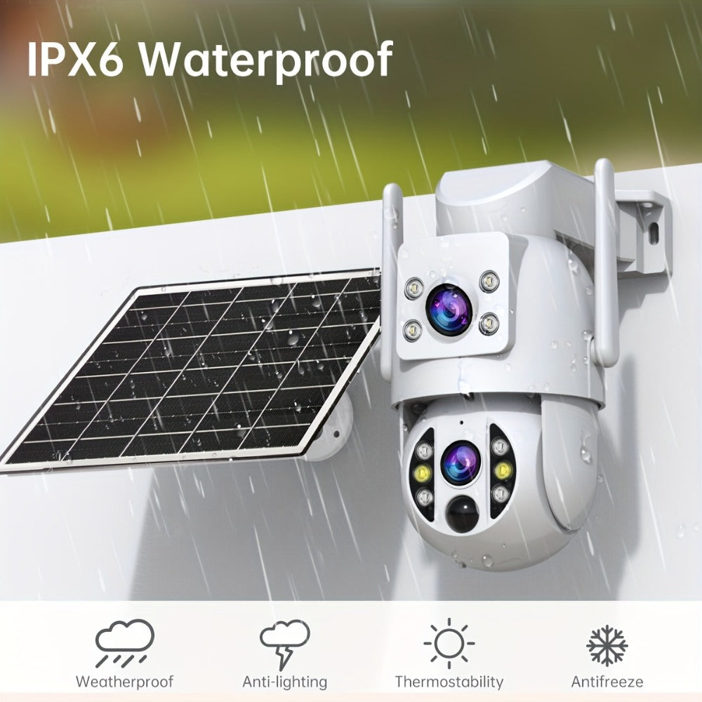 JOOAN RS3 3MP Dual-Lens Solar PTZ Security Camera with 2.4GHz WiFi, 9000mAh Battery and No Card