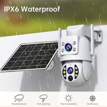 JOOAN RS3 3MP Dual-Lens Solar PTZ Security Camera with 2.4GHz WiFi, 9000mAh Battery and No Card
