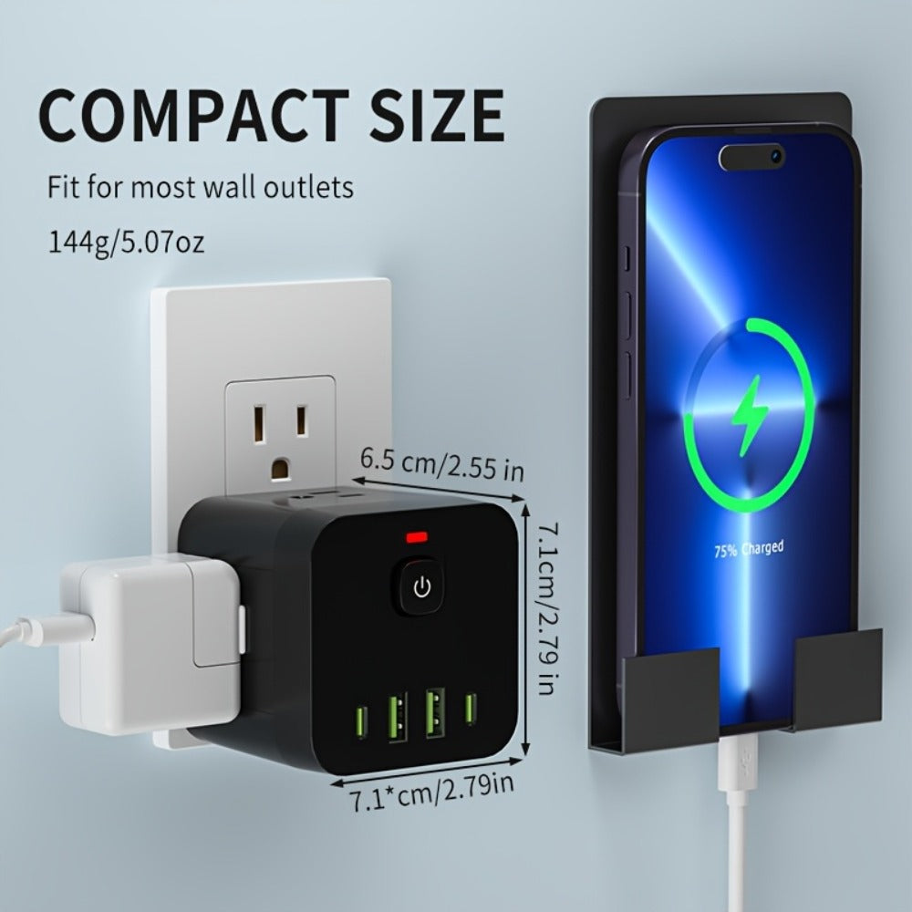Surge Protector Power Socket 4 Side Outlets 2 USB-A 2 USB-C Overload Protection Power Off Switch for an Everyday Personal Care Routine