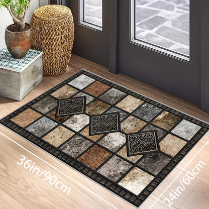 Area Rug for Bedroom, 56x80 Marble Tile Print with Soft Surface for Living Room, Bedroom or Covered Patio