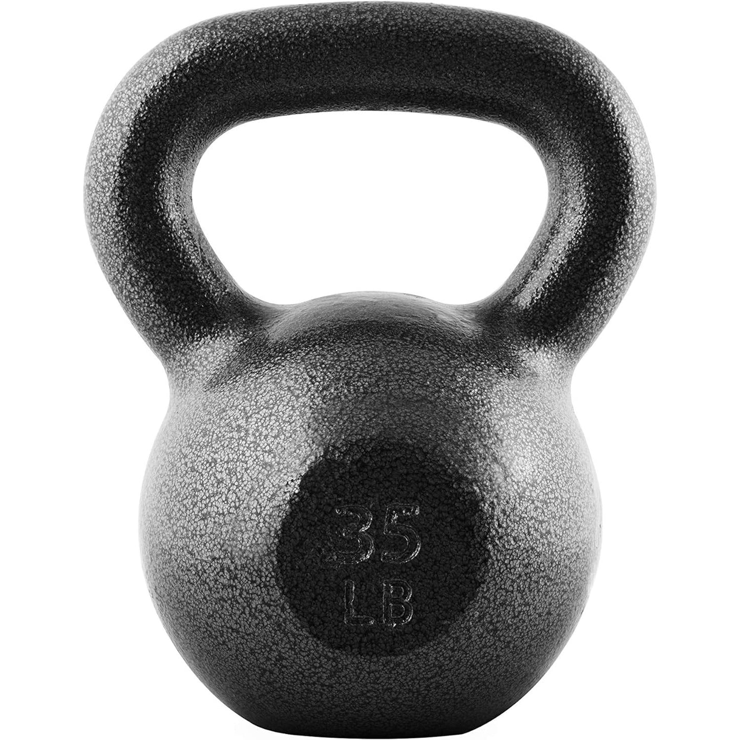 Cast Iron Kettlebell with Wide Flat Base – Hammerstone Painted, Anti-Corrosion, Smooth Grip Handle for Strength Training, Full Body Workout