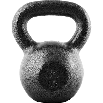 Cast Iron Kettlebell with Wide Flat Base – Hammerstone Painted, Anti-Corrosion, Smooth Grip Handle for Strength Training, Full Body Workout