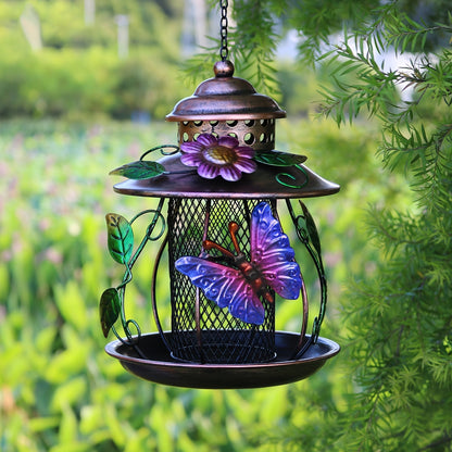 Wild Bird Feeder, Iron Mesh Hanging Dragonfly Butterfly Garden Patio for Garden, Yard and Pest Management