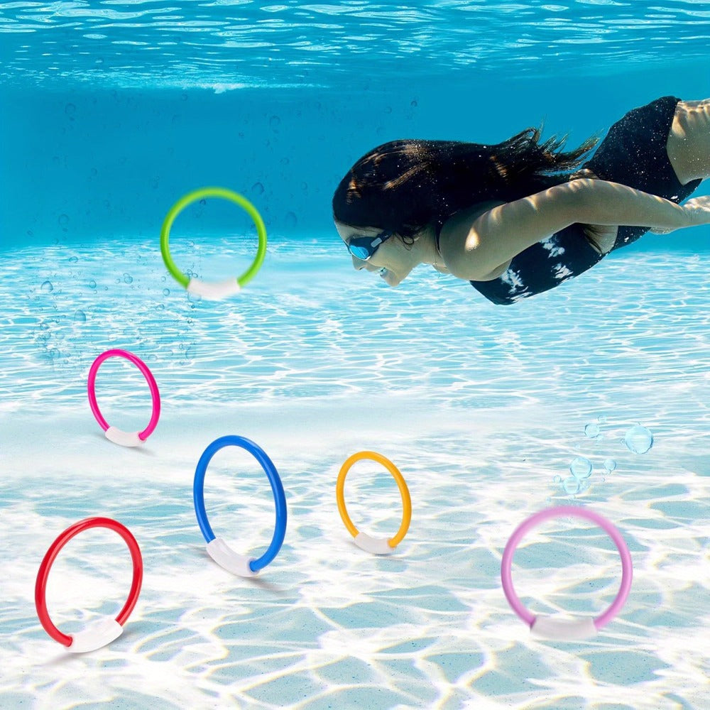 Diving Rings Pool Toys for Kids 8 Pack, Colorful Sinking Dive Rings Underwater Swimming Training Set for Boys & Girls