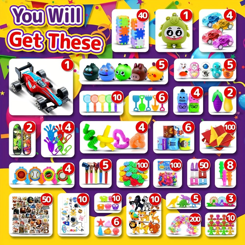 Bulk Party Favor Toys 1000-1200 Pcs, Fidget Toy Pack for Kids, Classroom Prizes, Goodie Bag Fillers