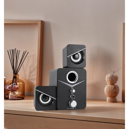 3-Piece Desktop Speaker System with Subwoofer | USB Powered PC Speakers, 3.5mm Audio Jack, Independent Bass & Treble Control