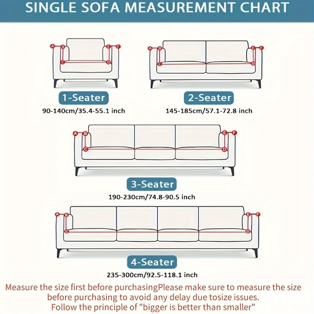 Sofa Cover Solid-Color Fitted Slipcover Options for 1, 2, 3 or 4-Seater Sofas and Separate Pillowcase
