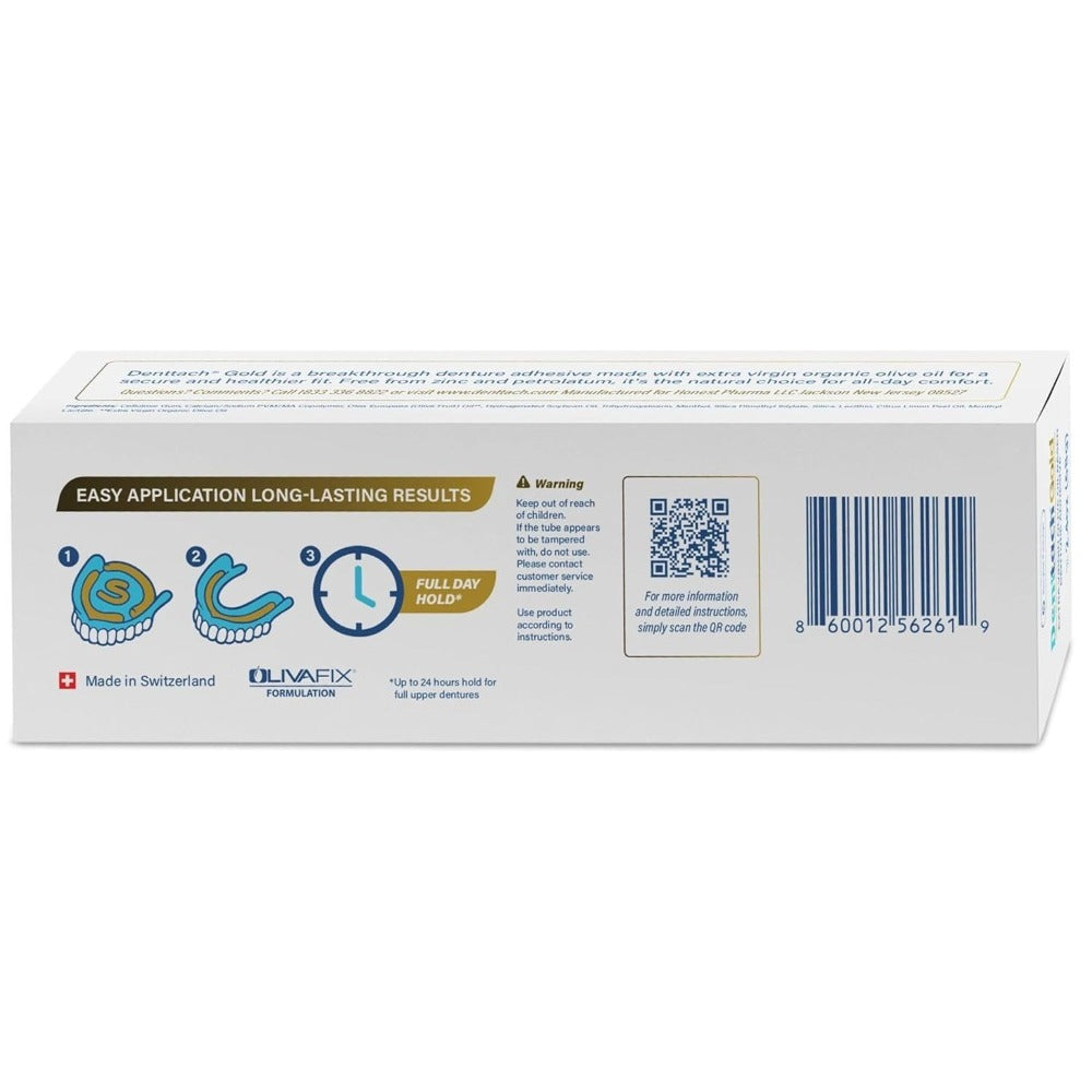 Denture Adhesive Cream – Olive Oil-Based All-Day Secure Hold for Full & Partial Dentures, Zinc-Free Petroleum-Free Non-Glue Cushion Soft