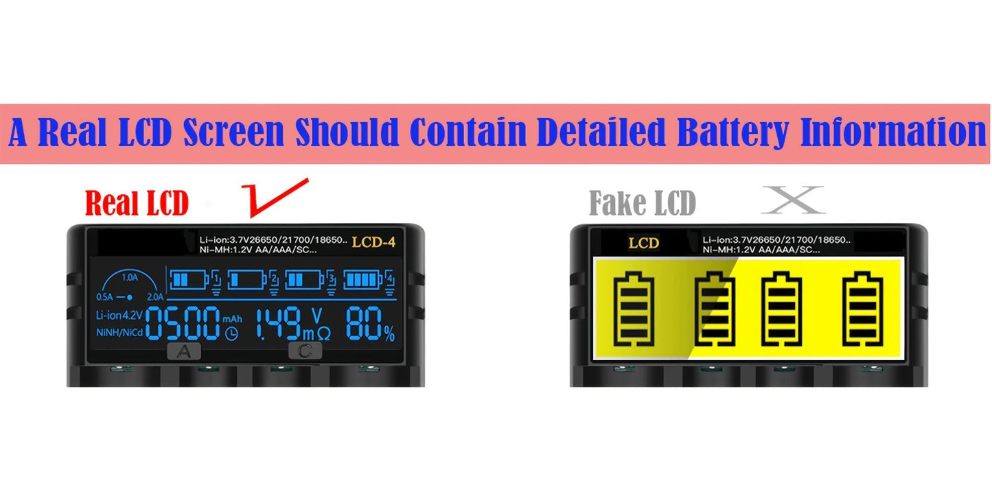18650 Battery Charger with LCD Display, Universal Smart Charger for 3.7V & 1.2V Rechargeable Batteries