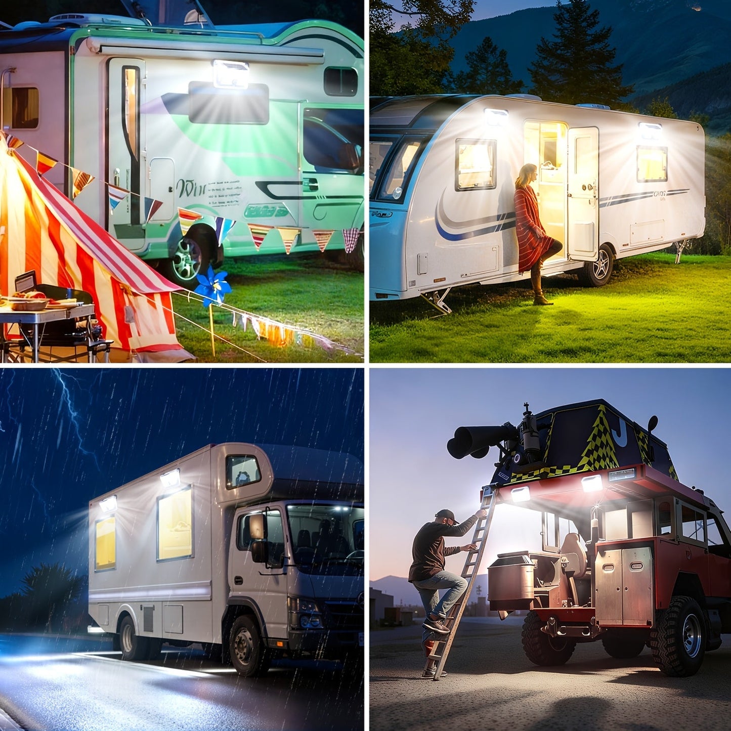 Magnetic RV Solar Motion Light 800LM – 90 LED, 270° Sensor, 3 Modes, IP65 Waterproof, for RV Awning, Camper