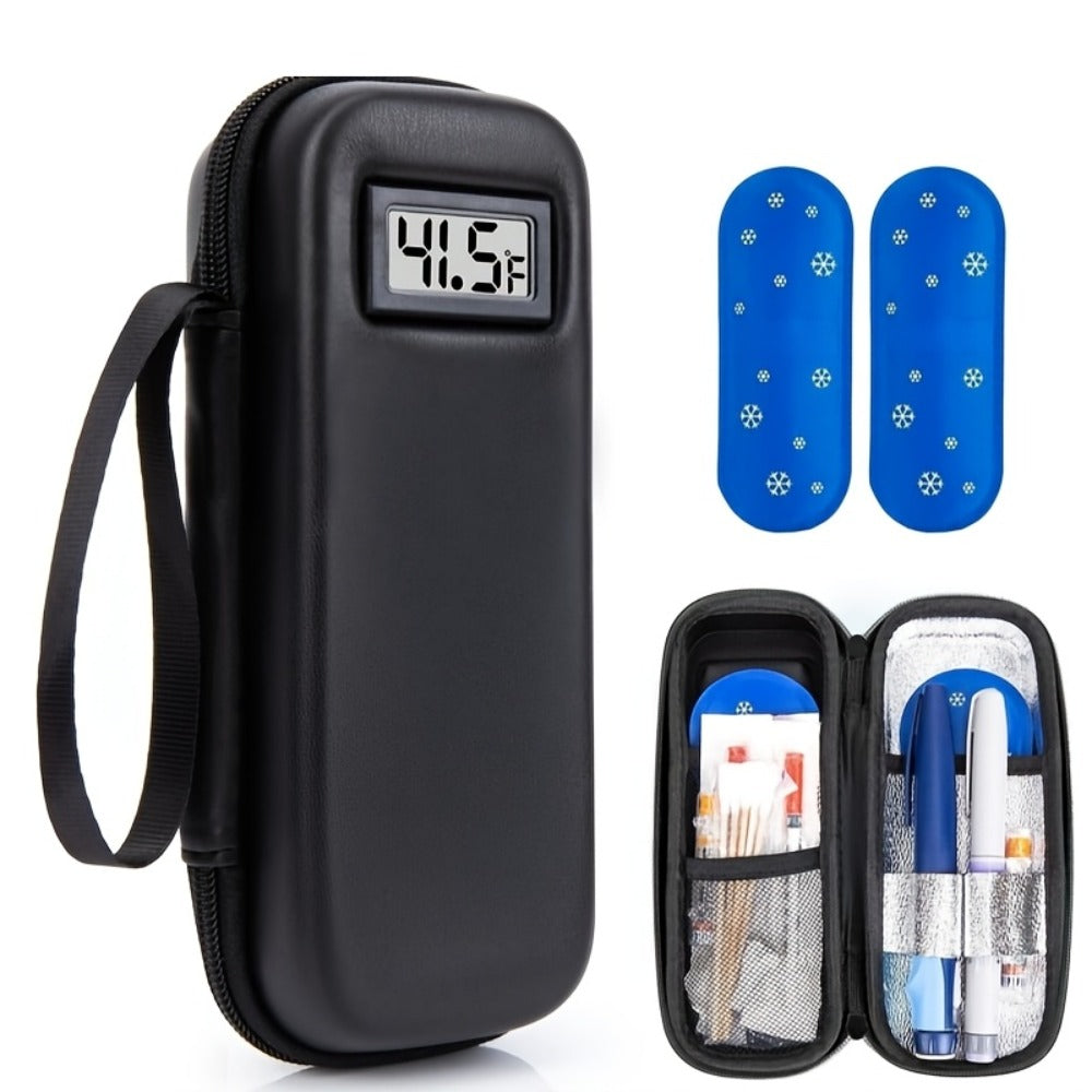 Insulin Travel Case with Temperature Monitor 2 TSA Approved Ice Packs Portable Diabetic Bag for Entryways, Bedrooms and Living Spaces