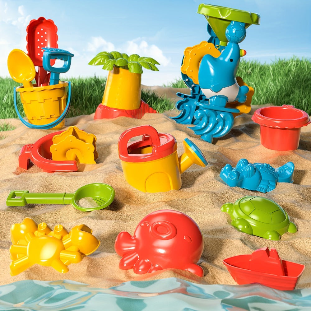 4-in-1 Sand & Water Table for Toddlers & Kids, Outdoor Sensory Play Sandbox Activity Table with Beach Toys