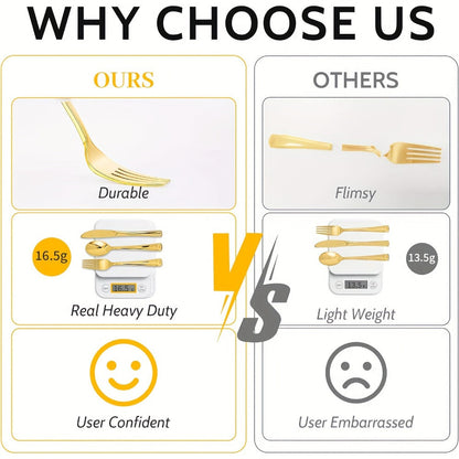 Disposable Plastic Cutlery Set 60pcs Gold & Silver for Entryways, Bedrooms and Living Spaces