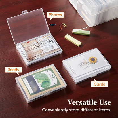 4x6 Photo Storage Box with 14 Inner Photo Keeper Cases Holds 1400 Photos Clear Plastic Photo Organizer with Lids Label Stickers BPA-Free
