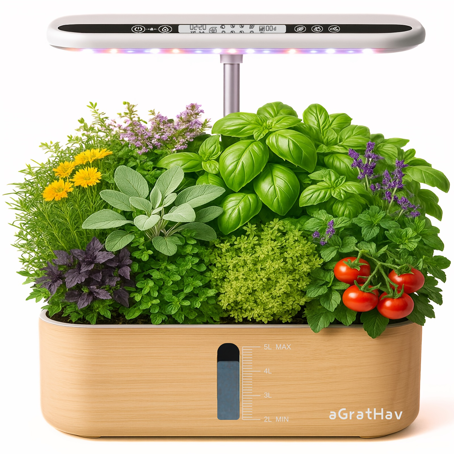 Hydroponic Garden Kit 14-Pod with LED Grow Light – Smart Timer, Quiet Pump & 1.32 Gal Tank, 75-Piece Indoor Herb Garden System