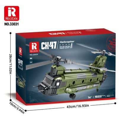 Chinook Helicopter Building Blocks Set 1622 Pcs – US Military CH-47 Transport Helicopter MOC Model Kit Adults Teens Aviation Military Fan
