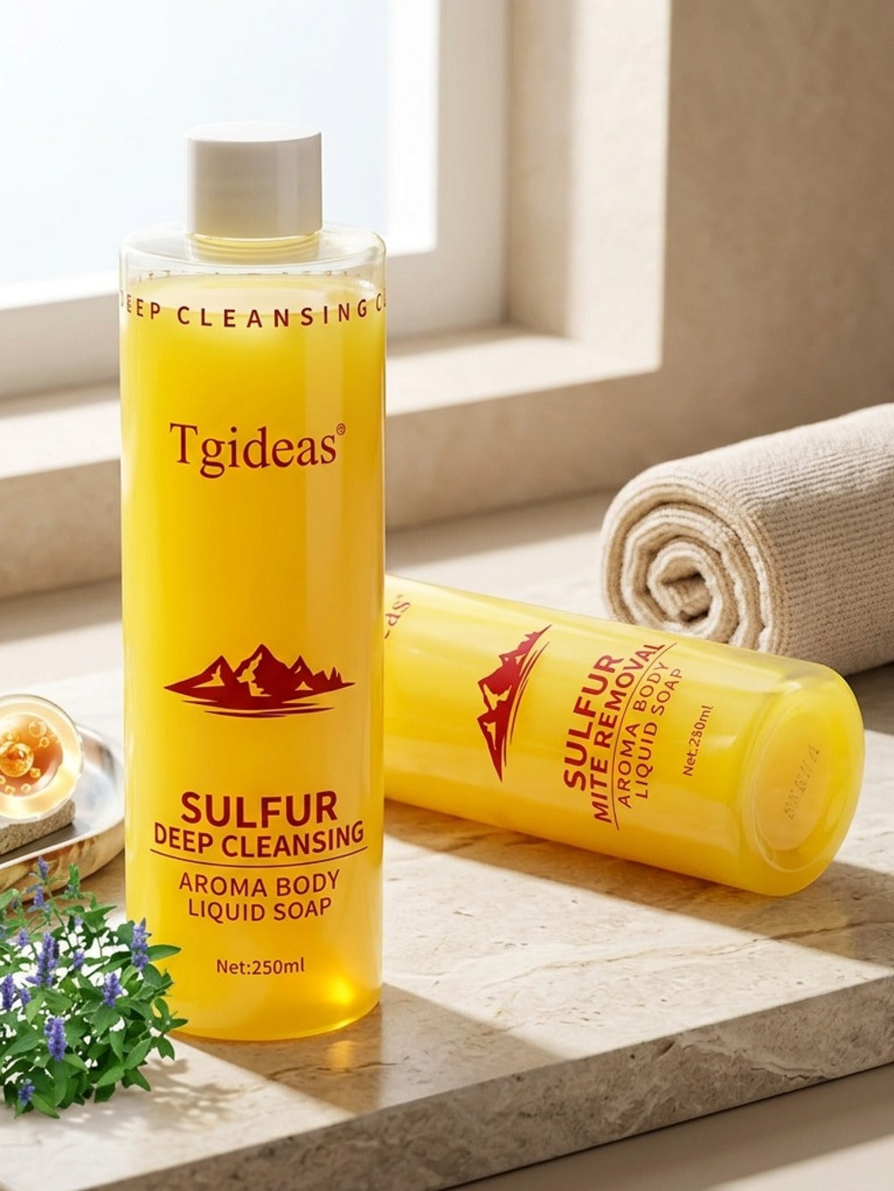 Sulfur Shampoo & Body Wash 2-in-1 Set – Scented Sulfur Soap Cleansing Liquid for Gentle Daily Scalp Purifying & Full Body Cleansing | Creamy