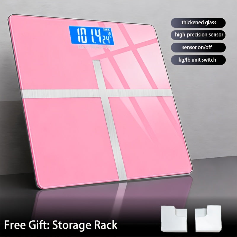 Digital Bathroom Scale with LCD Temperature Display – 396 lb High-Precision Weight Scale, KG/Pounds Switchable, Wide Non-Slip Platform