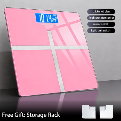 Digital Bathroom Scale with LCD Temperature Display – 396 lb High-Precision Weight Scale, KG/Pounds Switchable, Wide Non-Slip Platform