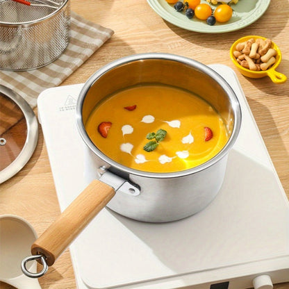Stainless Steel Deep Fryer Pot Set with Frying Basket & Glass Lid, Non-Stick Multi-Function Cookware for Deep Frying, Noodles