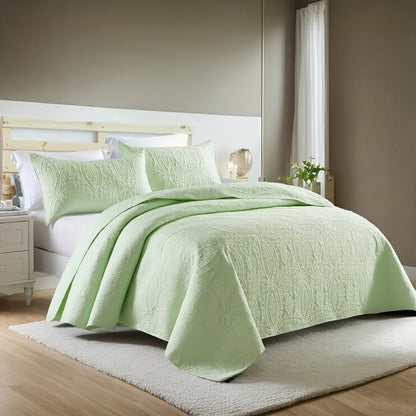 Quilt Set 3 Piece Soft Lightweight Bedding – Thin Bed Quilt with 2 Pillowcases for Bedroom Guest Room, Full Queen King